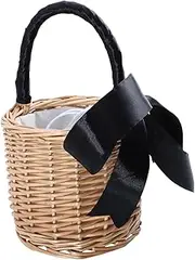 HEMOTON Woven Storage Basket with Inner Lining Red Wine Holder Stylish Picnic Container for Fruits Snacks and Home Decor Lightweight and Breathable Design