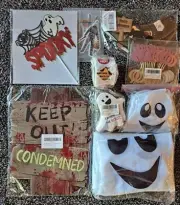 Lg Halloween Party Pk: Windsock Ghosts, Yard Signs, Stickers, Cake Toppers, etc.