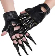 [outret] Leather Halloween Agon Claw Gloves Black Cosplay Paw Gloves Halloween ess UP Costume Gloves Horror Props Party ess Supplies Cosplay Accessories 1 Pair, Black, One Size