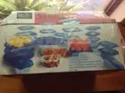 THINK TANK 54 PIECE FOOD STORAGE SET CLEAR BLUE LIDS BPA FREE MICRO DISH FREEZER