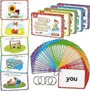 Coogam Sight Words Flashcards - 220 Dolch Sightwords Game with Pictures & Sentences,Literacy Learning Reading Cards Toy for Kindergarten,Home School Kids 3 4 5 Year Old