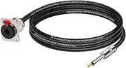 ROBAUN 1PC 6.35MM Stereo Female D-Type Panel Mount to 6.5MM Jack Colorful Cable 1/4" TRS Female to 1/4" TS Male Plug Adapter Cord(C1025SL-Black,15m)