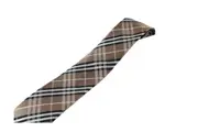 Mens Cafe, White, & Black Plaid Striped Patterned 8Cm Neck Tie