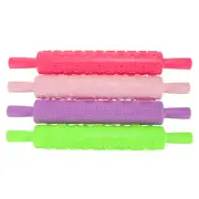 4 Pcs Plastic Cookies Embossed Roller Pastry Rolling Pin Adjustable Mat