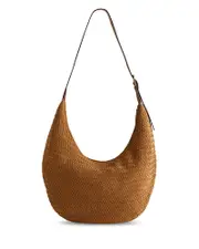 Madewell Essential Curve Shoulder Bag in Handwoven Suede