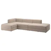 JÄTTEBO 3,5-seat mod sofa w chaise longues, Samsala grey-beige