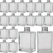 [PackMyProduct] 54 x Clear Rectangular Glass Bottles with Aluminum Caps | Heavy Base Empty Glass Bottle for Liqueurs, Cocktails, Oils, Dressings, Vinegars, Limoncello | Perfect for Gifts - 100ml