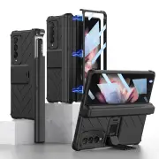 Magnetic Hinge Slide Pen Slot Case For Samsung Galaxy Z Fold 3 5G Stand Case with Glass Film Armor Bracket Cover for Fold3 Case