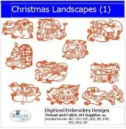 Embroidery Design Set- Christmas Landscapes - 10 Designs - 9 Formats - USB Stick