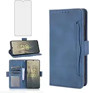 [Asuwish] Compatible with Nokia C31 Wallet Case and Tempered Glass Screen Protector Card Holder Stand Leather Flip Cell Accessories Phone Cover for NokiaC31 Women Men Blue