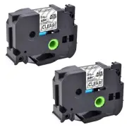 2PK Fits Brother P-Touch 0.94" TZ-151 TZe-151 Black on Clear Label Tape