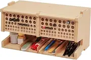 Wooden Model Kit Tool Storage Rack with 60 Holes, Brush/Paint Organizer with MDF Material, Craft Supplies Storage, Brush/Tool Holder, Suitable for Tamiya/Gundam Tools, GK6
