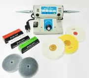 Bench Top Buffer Polisher Kit Variable Speed Motor with Set Buffs & Compounds