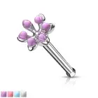 1pc Enamel Flower Top 20g Nose Ring Stud Surgical Steel Body Jewelry