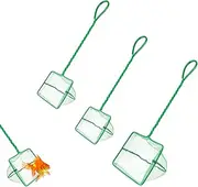 Xmart Pack of 3 Mini Aquarium Landing Net with Braided Metal Handle Small Landing Net Fish Net Square Shrimp Catch Net Fish Landing Net Aquarium Landing Net for Fish Tanks Small Ponds Pools (2 Sizes)