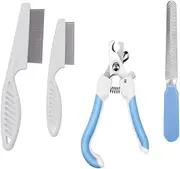 Flea Comb,Dog Cat Nail Clippers with Protective Guard Lock and File,Pet Grooming Kit,Remove Fleas,Trim Nails,Untangle Hair