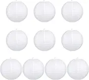 GWHOLE 12 inch Paper Lanterns Round Hanging Lamp Shade Lanterns - White (10 PCS)