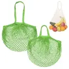 2-Pack Reusable Washable Mesh Net String Grocery Bags [Green,Long&Short Handle]
