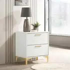 White & Gold 2-Drawer Nightstand - Modern Bedside Table