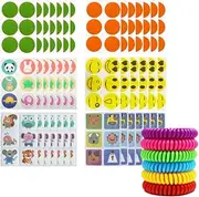 Mosquito Repellent Stickers/Patches 252 Bulk Pack plus 6 individually wrapped bracelets/wristbands- Essential Oils Infused, Perfect for Camping & Fishing, Kid-Friendly Bands & Fun Design Stickers