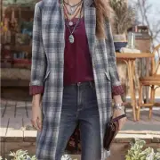 Annie Long Coat in blue plaid. New with tags from Sundance. Sz XS