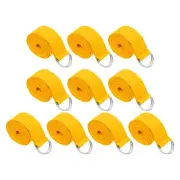 10Pcs 6 Feet Cotton Yoga Strap Belt Stretch Bands with D-Ring Buckle, Yellow