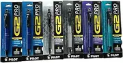 (6) Pilot G2 Pro Retractable Gel-Ink Rolling Ball Pen Black Ink, Fine Point (0.7mm), Turquoise, Gray, Blue, Silver & Purple Barrels 31095
