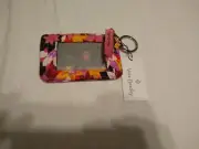 Vera Bradley Zip ID Case Rosa Floral New With Tags
