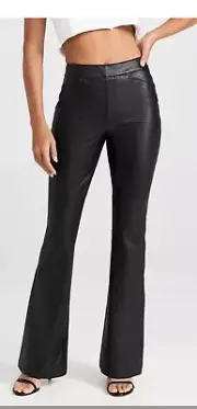 SPANX Leather Like Flare Pant Luxe Black Size P Large NWT