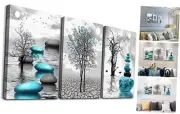 Canvas Wall Art for Living Room Wall 28L" x 20W" (3 Piece) Blue Stone Pictures