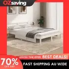 wooden bed frame white solid pine double size sturdy comfortable headboard 0406