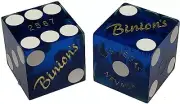 Genuine Binion's Las Vegas Casino Craps Dice Pair Blue Polished Mixed Serial #s