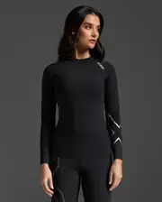 Ignition Compression Long Sleeve, 2XU, XS, Black/Silver, Female