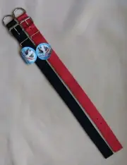 Pair Of 26 Inch Macho Dog Heavy Duty Large Dog Collars Red & Black Nylon