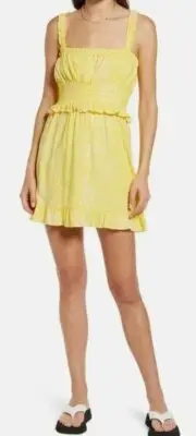 Nordstrom BP Womens Camo Sleeveless Sundress Mini Dress~Size S~Yellow New Tags