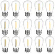 NUYA 15-Pack LED 1W String Light Bulbs, S14 Plastic Shatterproof Edison Vintage
