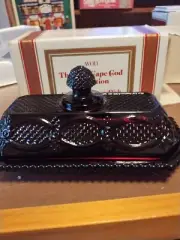 Vintage Avon Covered Butter Dish Embossed Ruby Red 1876 Cape Cod Collection 1983