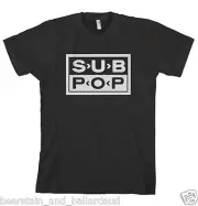 Sub Pop Logo T-shirt black BRAND NEW CLASSIC! Professionally made and printed