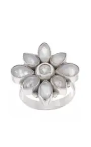 Artisan Crafted Sterling Silver Ring Faceted Rainbow Moonstone Italy NEW SZ 6