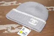 CHANEL 23K Light Grey Beanie Hat CC Mark Cashmere/Wool (one size) NWT *LIMITED*!