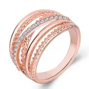 2Pcs Hollow Out Interlaced Line Stylish Engagement Ring Women Jewelry