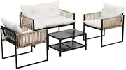 Gardeon 4 Seater Outdoor Sofa Set 4PCS Table Chair Set Garden Patio Furniture