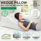 2 Cool Gel Memory Foam Bed Wedge Pillow Cushion Neck Back Support Sleep w/ Cover
