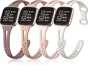 [Ouwegaga] Slim Band Compatible with Fitbit Versa 2/Versa Lite/Versa Bands for Women Men, Soft Silicone Sport Watch Strap with Breathable Air Holes for Versa 2/Versa Lite/Versa Smartwatch, Multi Colors