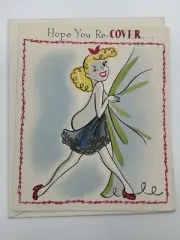 Vintage Get Well Card Adult Humor RECOVER -circa 1950 /40's by Wishing Well