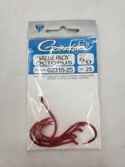 Gamakatsu Octopus Hook Size 5/0 red 6 count 02315-25 Versatile Hooks