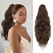 Hair Extensions Ponytail 18 Claw Clip in Hair Extensions Curly Wavy Fake Ponytail Extension Long Soft Synthetic Pony Tails Hair Piece for Women Hair Extensions