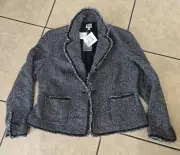 ANNE KLEIN Women's Collar Blueish Greenish Tweed Jacket Top Size 16
