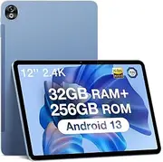 DOOG T20 Ultra Tablets 12 inch Android 13 Tablet, 32GB+256GB ROM/2TB TF, 2.4K Tablet, 2.2GHz G99 Octa-core, 10800mAh Battery, Android Tablet with Sim Card Slot, 2.4G/5G WiFi,Blue