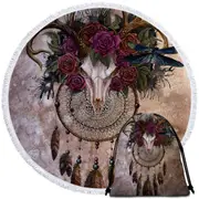 Goat Skull and Roses Beach Towel